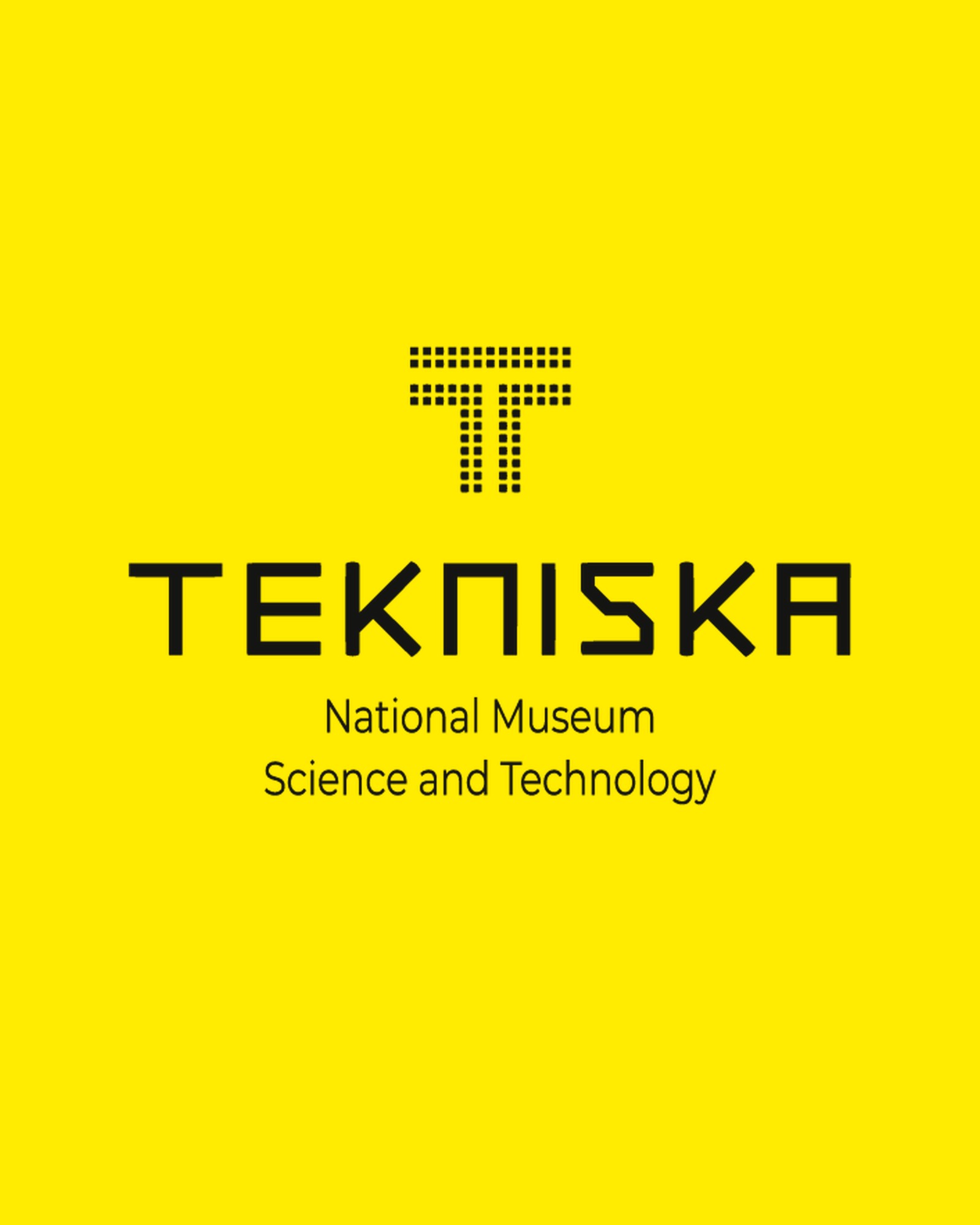 The Tekniska museet logo in black on yellow